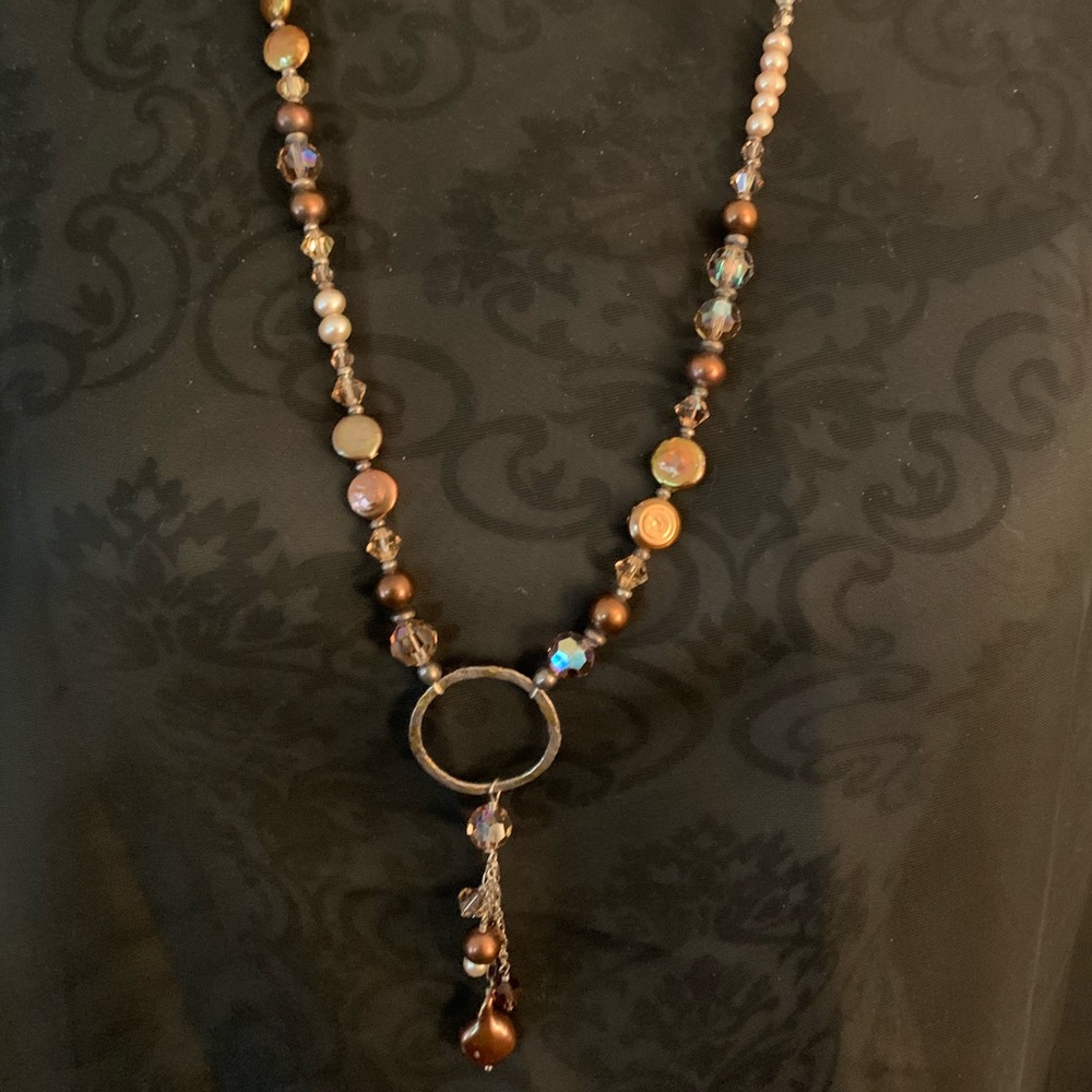Pearl and Various Bead 30” long Necklace w/3”drop